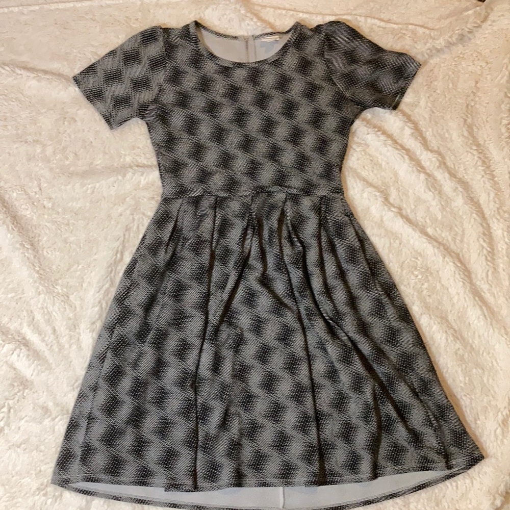 Black and grey knee length dress